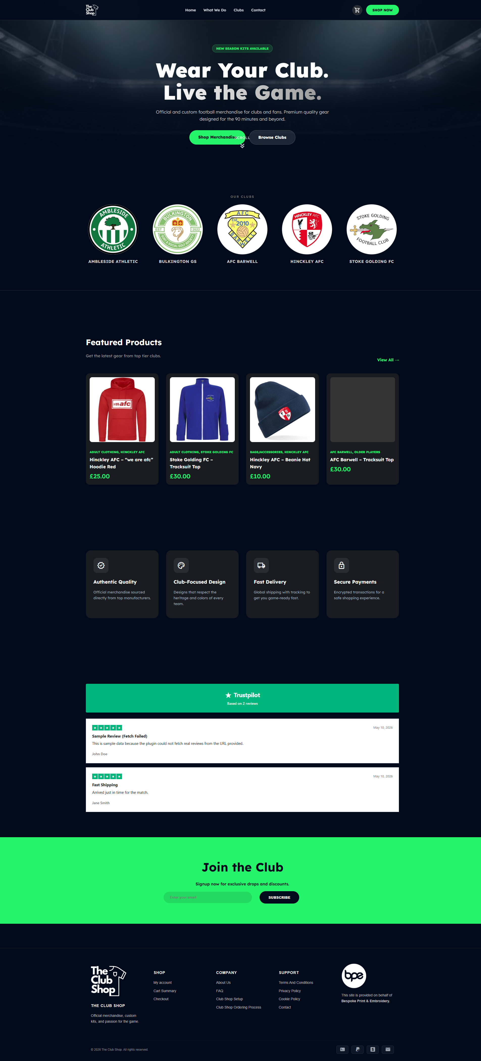 The Club Shop — website preview